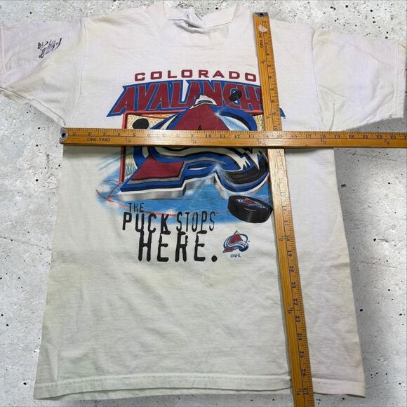 Vtg Colorado Avalanche NHL T-Shirt College Concepts Signed Adam Deadmarsh Sz M - Picture 8 of 8